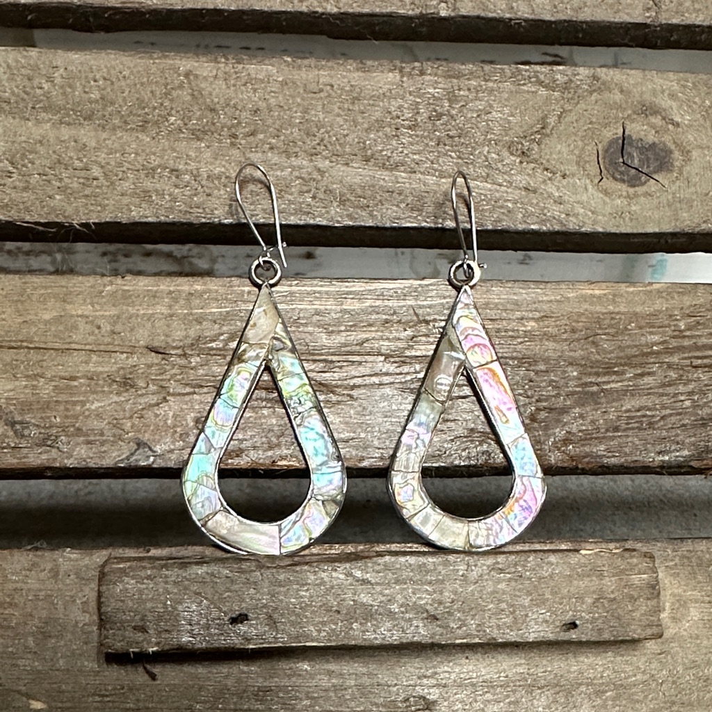 Mexico Taxco Alpaca Great Shape Abalone Sea Shell Sterling Silver 925 Earrings 16$